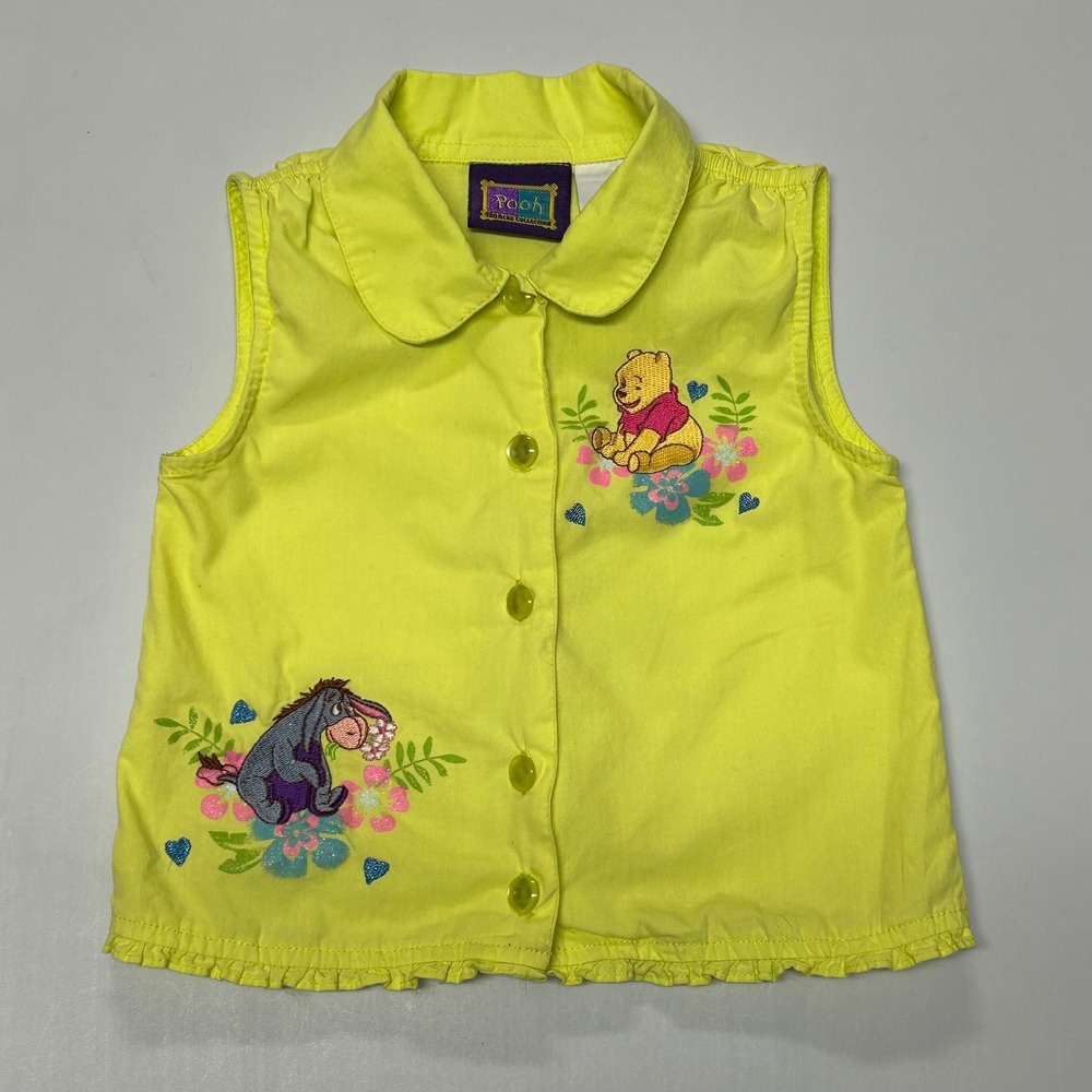 Vintage Disney Pooh 100 Acre Collection Top 4T Eeyore Embroidered 90s Y2K